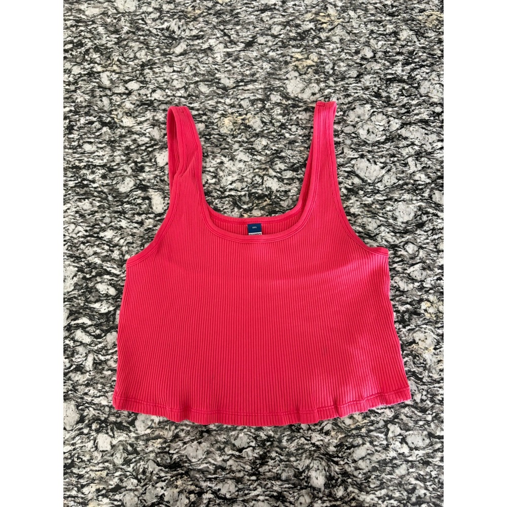 Old Navy Ribbed Scoop Neck Crop Tank Top Pink XXL